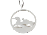 Loon Mother with Chick Pendant by Argent Whimsy