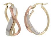 Tri-Gold Hoop Earrings