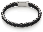Mens Black Leather Bracelet by Steelx