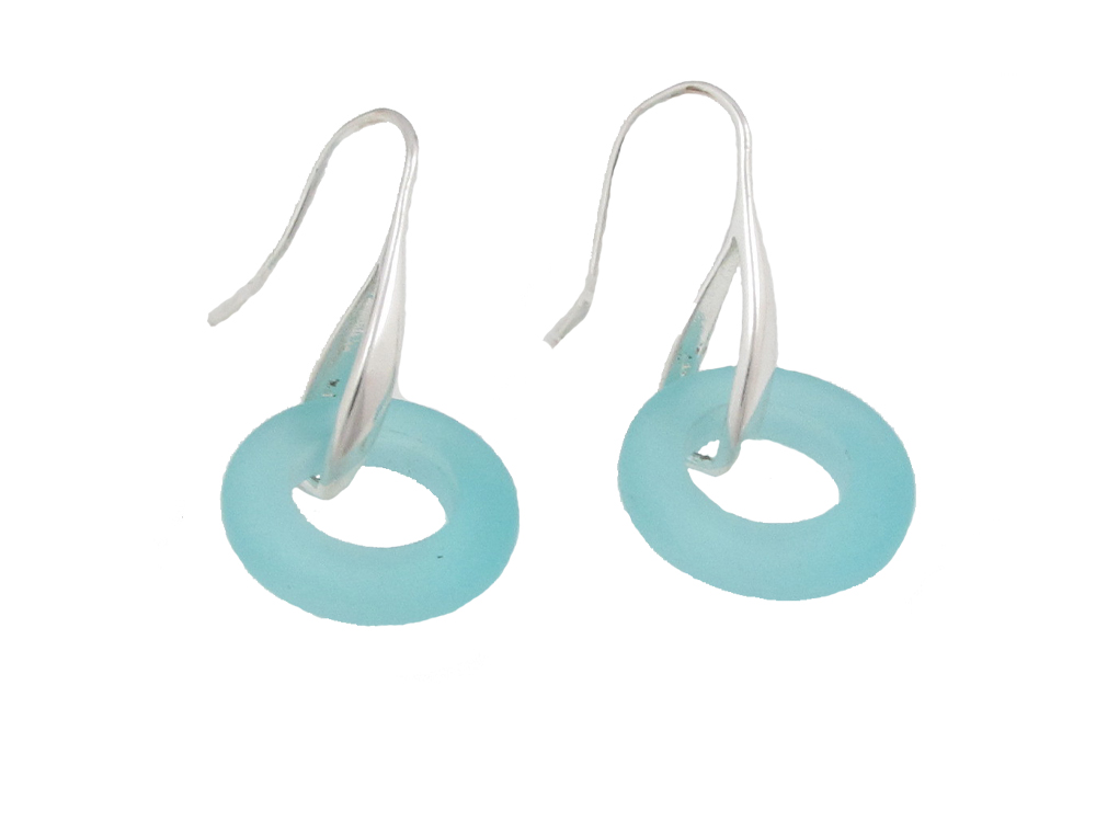 Sea Glass Circle Earrings by White Lotus