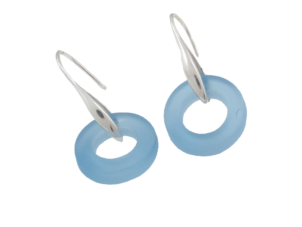 Sea Glass Circle Earrings by White Lotus