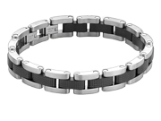 Mens 2-Tone Studed Link Bracelet