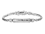 Wheat Link Hinged Bracelet with Hammered Bar by Keith Jack