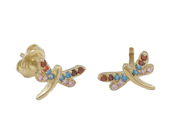 Dragonfly Yellow Gold Earrings