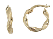 Twisted Yellow Gold Hoop Earrings