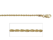 18" Solid Diamond-Cut Rope Yellow Gold Chain
