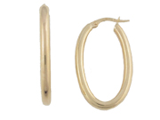 Oval  Hoop Yellow Gold Earrings