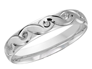 Ladies Scroll Pattern White Gold Wedding Band