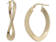 Hammered & High Polished Yellow Gold Hoops
