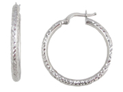 Diamond-Cut White Gold Hoop Earrings