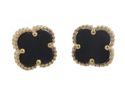 Black Onyx Yellow Gold Earrings