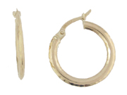 Diamond-Cut Yellow Gold Hoop Earrings