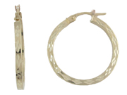 Diamond-Cut Yellow Gold Hoop Earrings
