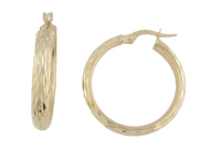Diamond-Cut Yellow Gold Hoop Earrings