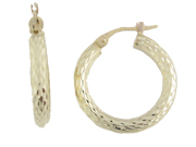 Diamond-Cut Yellow Gold Hoop Earrings