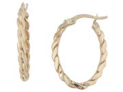 Twisted Oval Yellow Gold Hoop Earrings