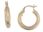 Ribbed Yellow Gold Hoop Earrings