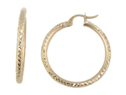 Diamond-Cut Yellow Gold Hoop Earrings