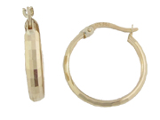 Faceted Yellow Gold Hoop Earrings