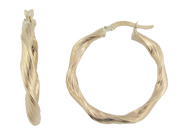 Twisted Yellow Gold Hoop Earrings