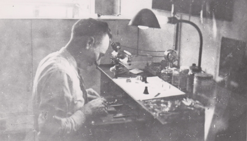 It all started back in 1944 when Grant and Sheila Purdy opened a simple watch makers shop. It was a small shop located in just a portion of the existing Purdys Jewellerys store situated on Bolton St. in Bobcaygeon, Ontario. In this picture you can see Uncle Grant working away at his work bench, the same bench that we still use today! Although times and technology have changed, we still stand by the high level of care and workmanship that Grant established.